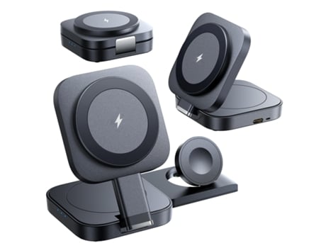 Cargador de inducción 3 en 1 para iPhone Cargadores de inducción para teléfonos móviles compatibles con Apple Watch iPhone Airpods Series (negro) C...