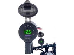 Cargador Usb Para Motocicleta | Puerto Doble Impermeable, Pantalla Led Con Voltímetro