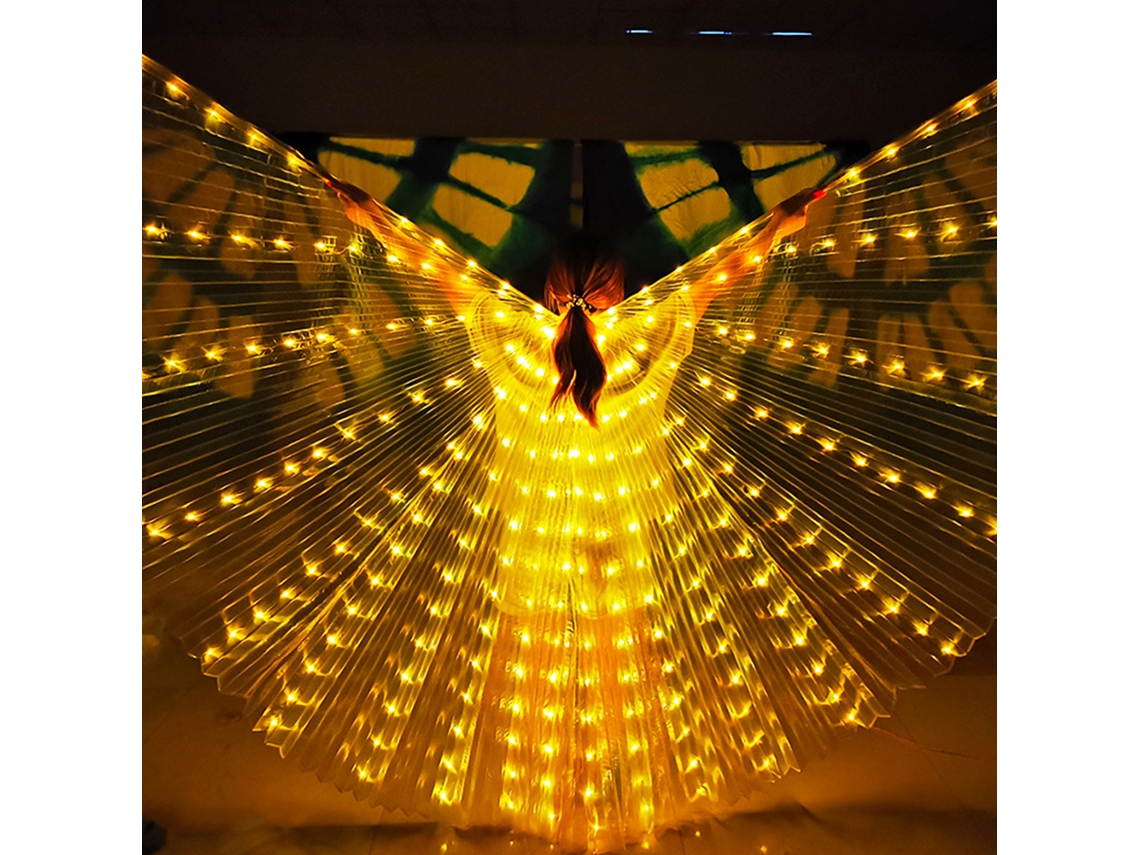 Palo telescópico amarillo con luz LED y alas de mariposa danzantes