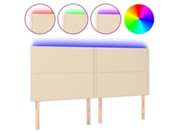 Maison Exclusive - Cabecero Con Luces Led Tela Crema 180x5x118/128 Cm