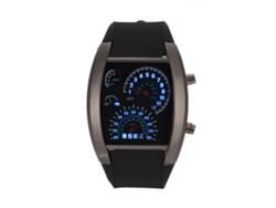 Reloj Rectangular De Cuarzo Led Para Hombre Con Fecha Y Esfera De Carreras Simulada (negro)