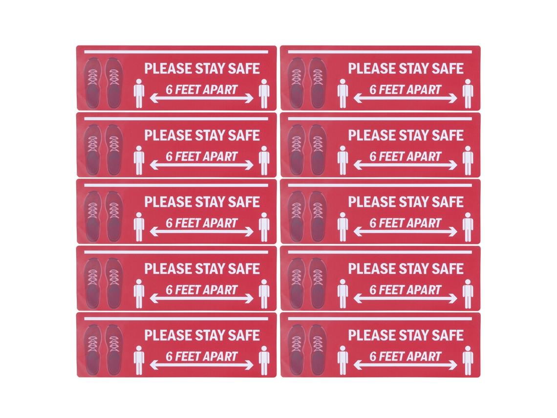 Paquete De 2 Pegatinas De Advertencia De Distancia De Seguridad Para Tiendas, Hospitales Y Escuelas - 10 Unidades