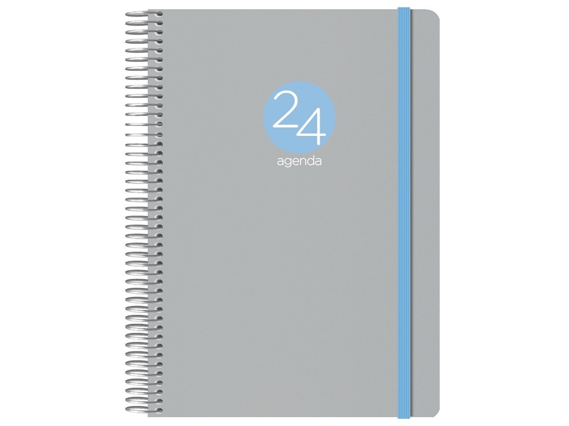 Agenda 2024 Día Página Gris Con Espiral Y Goma Memphis 15X21 Cm DOHE