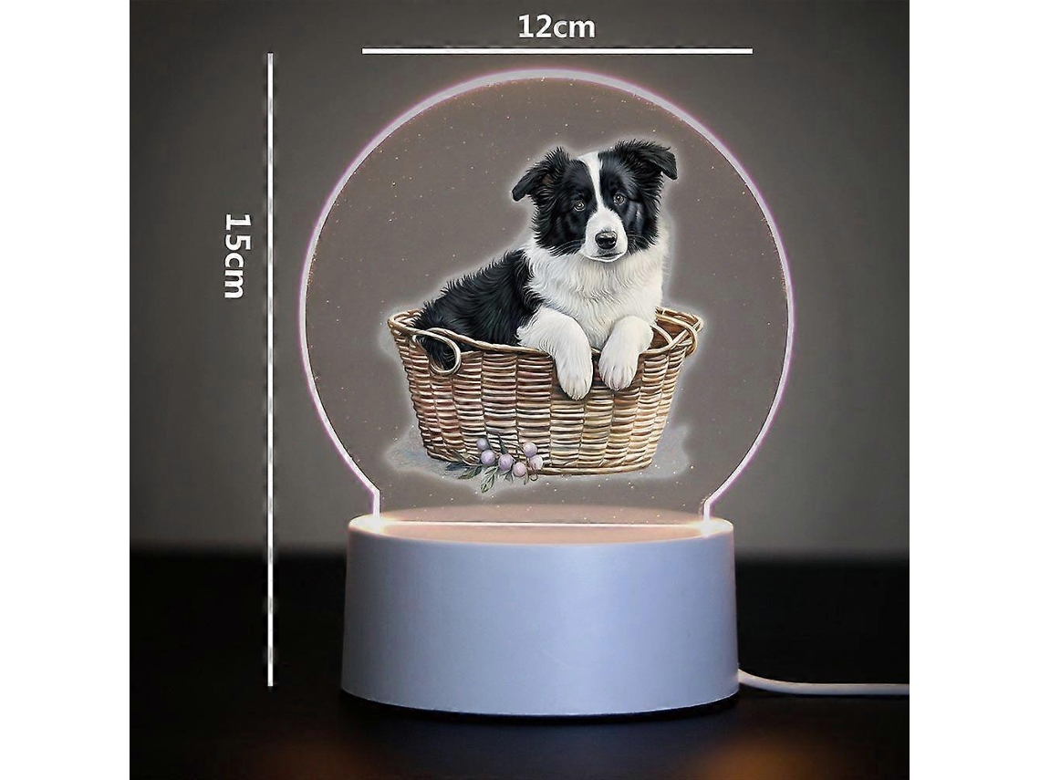 Lámpara de noche infantil recargable con diseño de Border Collie estilo manga/anime, ideal para la habitación de los niños. Rosewell