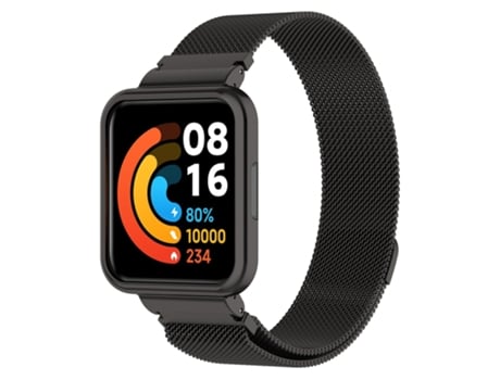 Correa de reloj inteligente para Xiaomi Redmi Horloge 2 de acero inoxidable con marco de reloj (negro)