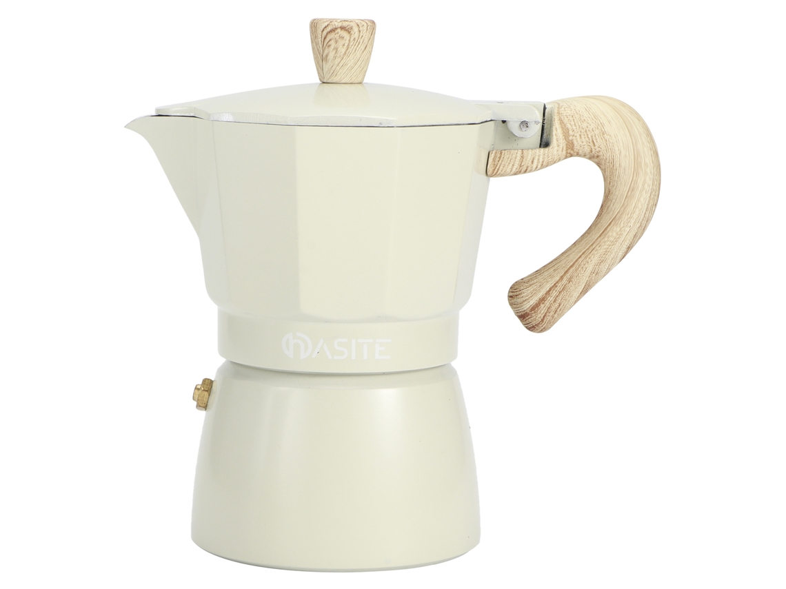 Cafetera octogonal de aluminio para uso doméstico y comercial, color amarillo claro, 150 ml