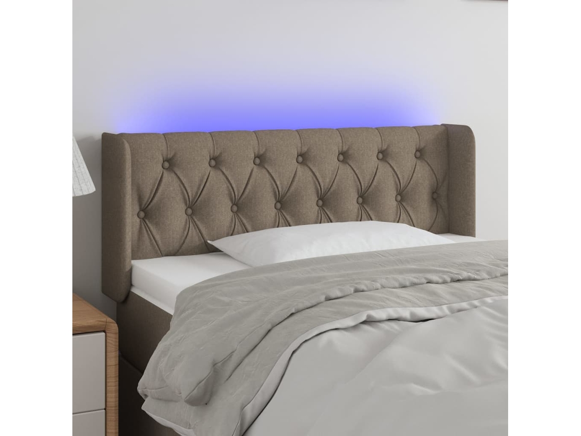 Cabecero Con Led De Tela Gris Taupe 93x16x78/88 Cm