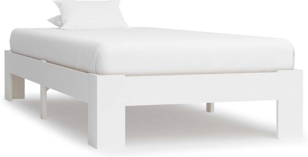Vidaxl Madera Maciza de pino estructura cama blanco dormitorio completa individual adulto adolescente listones sop compatible con 90x200 cm