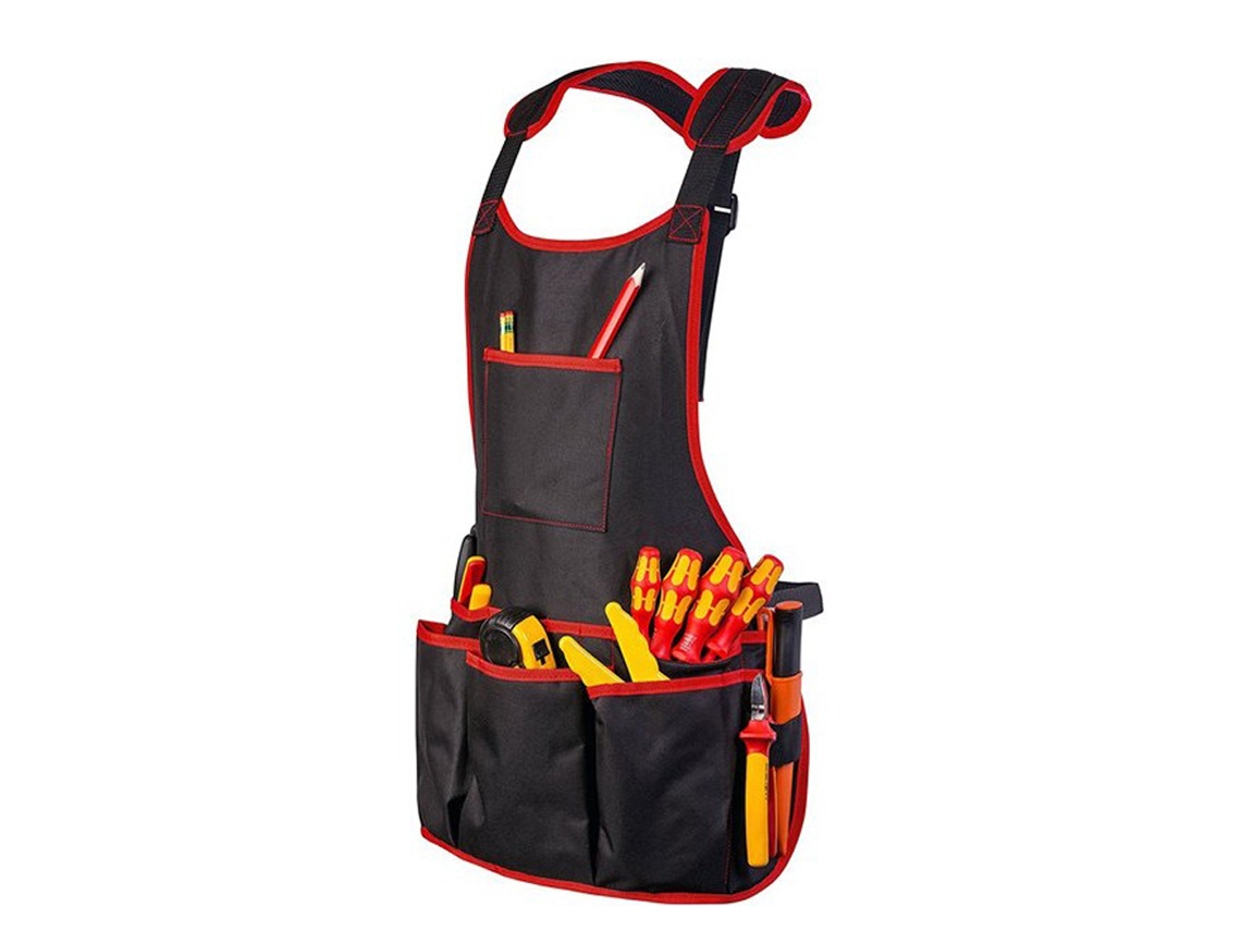 Delantal De Trabajo Resistente Con 15 Bolsillos, Delantal De Tela Oxford Negro Impermeable Para Jardín, Ajustable Para Hombre Y Mujer