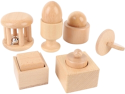 Sonajero De Madera Para Bebés: Juguete Cognitivo Para Desarrollar La Motricidad Fina De Los Niños.