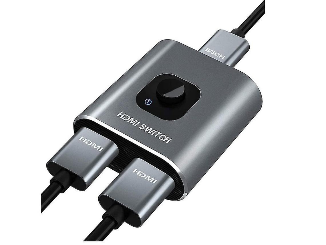 Conmutador HDMI 4K 60 Hz de aluminio Gana, divisor bidireccional, manual doble, 1 entrada, 2 salidas o entradas para USHION