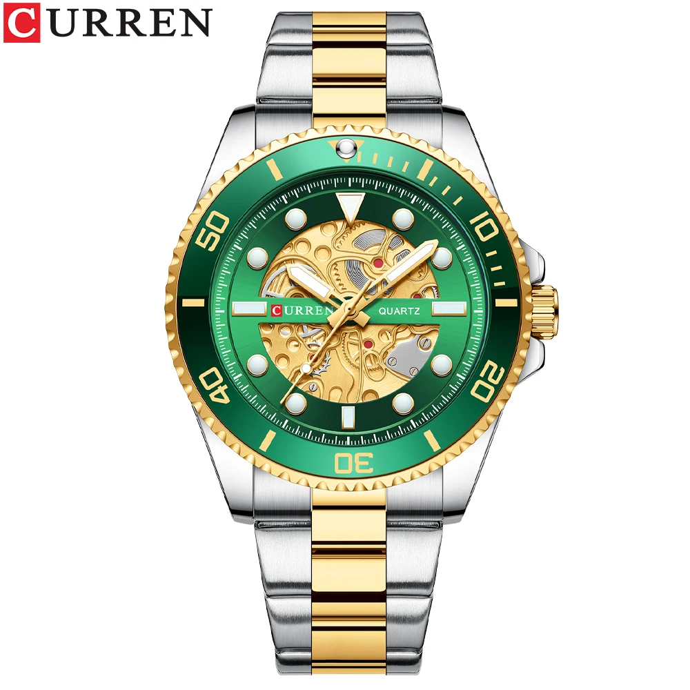 Reloj deportivo de lujo para hombre en acero inoxidable (verde)