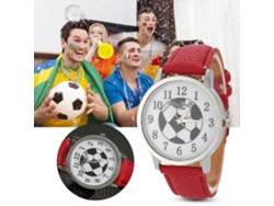 Reloj Analógico De Cuarzo Con Correa De Pu/aluminio, Esfera Redonda, Temática Futbolística, Estilo Casual.