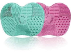 2 x Tapetes de Limpieza para Pinceles de Maquillaje Rosewell con Ventosa, Estropajo Portátil (Rosa y Verde)