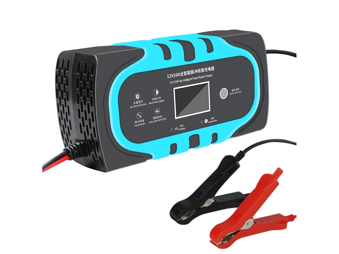 Cargador Inteligente De Baterías 12v10a Con Reparación Por Pulso Y Pantalla Lcd Para Coche, Moto Y Barco