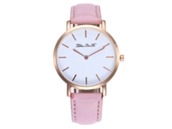 Reloj De Pulsera De Aleación Con Dial Redondo Analógico De Cuarzo Para Parejas Rosa