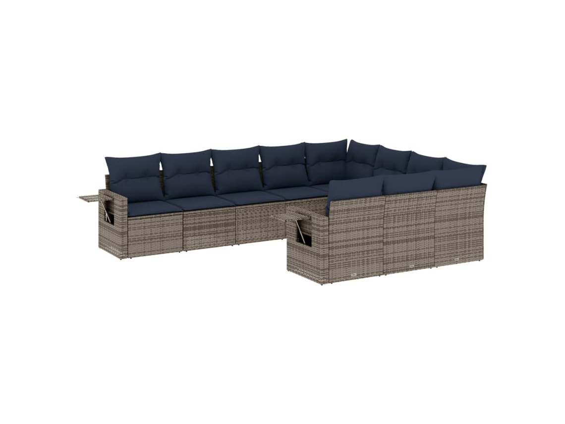 Maison Exclusive - Conjunto De Sofá De Jardín De 10 Piezas Con Cojines, Poliratán Gris