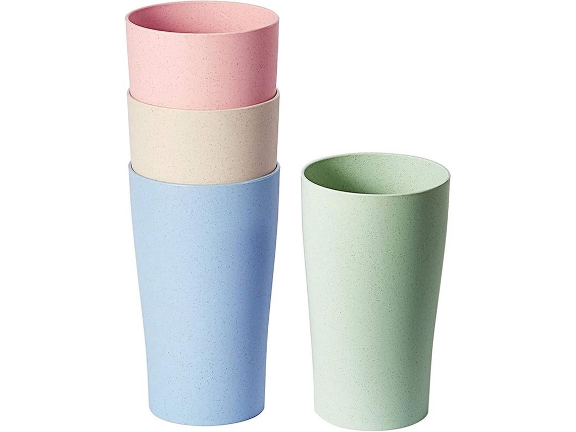 2026-taza Desechable Reutilizable De Paja De Trigo 13 Oz, Set De 4, Resistente, Lavavajillas Y Microondas