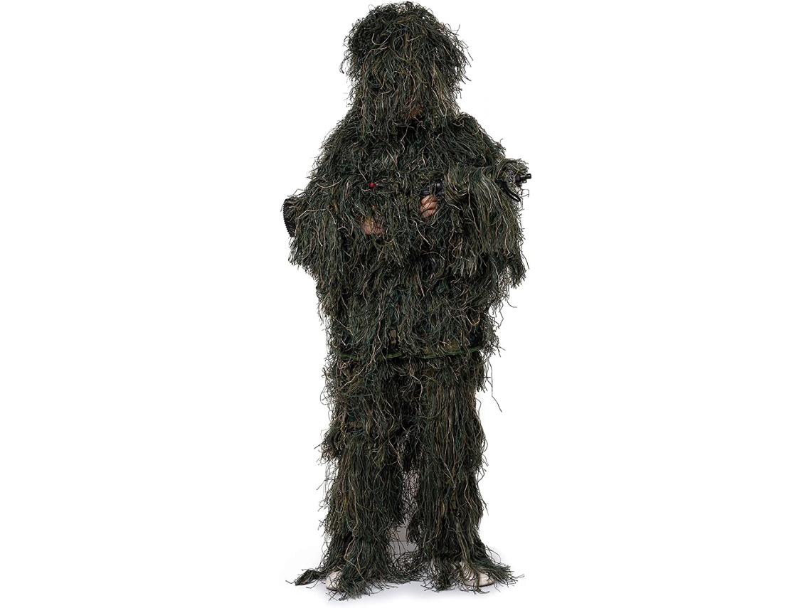 Omni-traje Ghillie 5 En 1 Camuflaje 3d Hojas Para Niños Con Chaqueta Pantalones Capucha Y Bolsa Para Fotografía Halloween