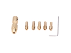 Conjunto de 7 peças de mandril de latão com 4 garras para microfuradeiras e furadeiras elétricas de pequeno porte, para polimento e esmerilhamento.