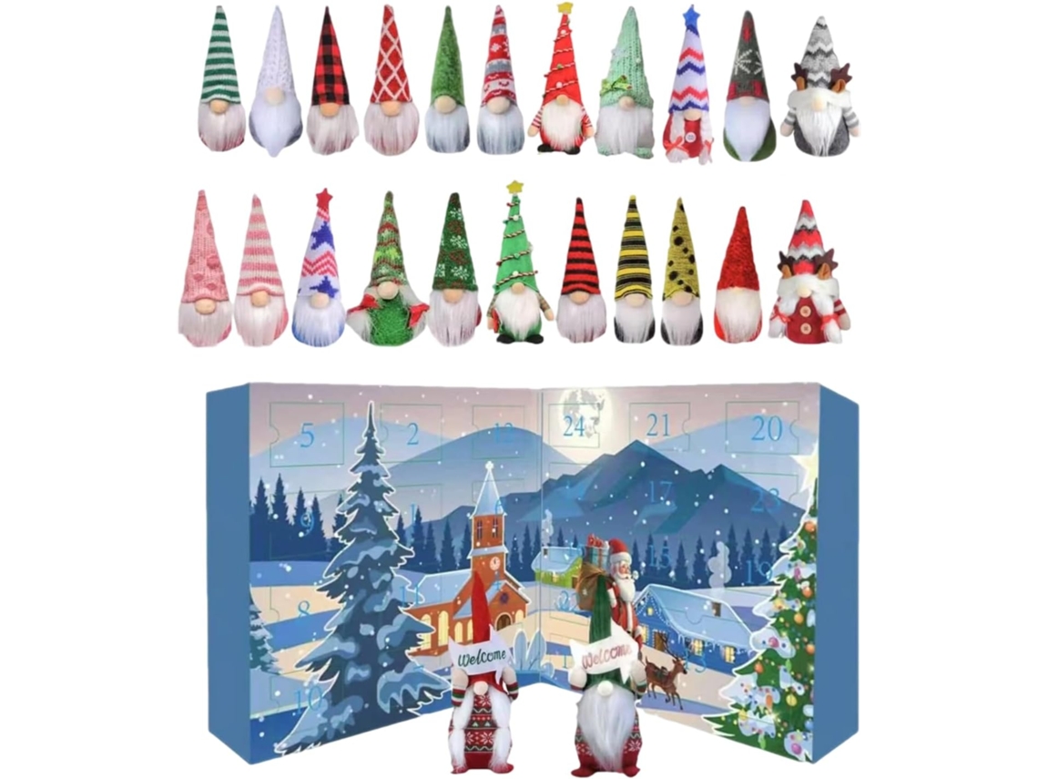 Calendario de Adviento, decoración de cuenta regresiva con gnomos de juguete, recuerdo de fiesta para familias