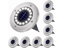 Luces Solares Para Jardín Exterior – Focos Solares Empotrables Para Suelo Con 16 Led (resistentes Al Agua Ip65) – (luz Blanca, Paquete De 8)