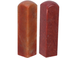 Juego De 2 Piedras Chinas De Esteatita Roja Pulida Con Cabeza Redonda Y Delgada.