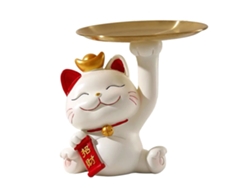 Bandeja De Resina Lucky Cat Con Gran Capacidad, Decorativa Para Mesa Y Hogar.