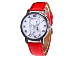Reloj De Pulsera Unisex De Cuarzo Con Correa De Cuero Amarilla Con Estampado De Astas.