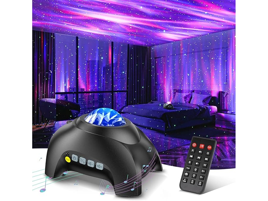 Proyector de luz Aurora Galaxia del Norte con 33 efectos de iluminación para dormitorio, luz nebulosa, color negro Siurn