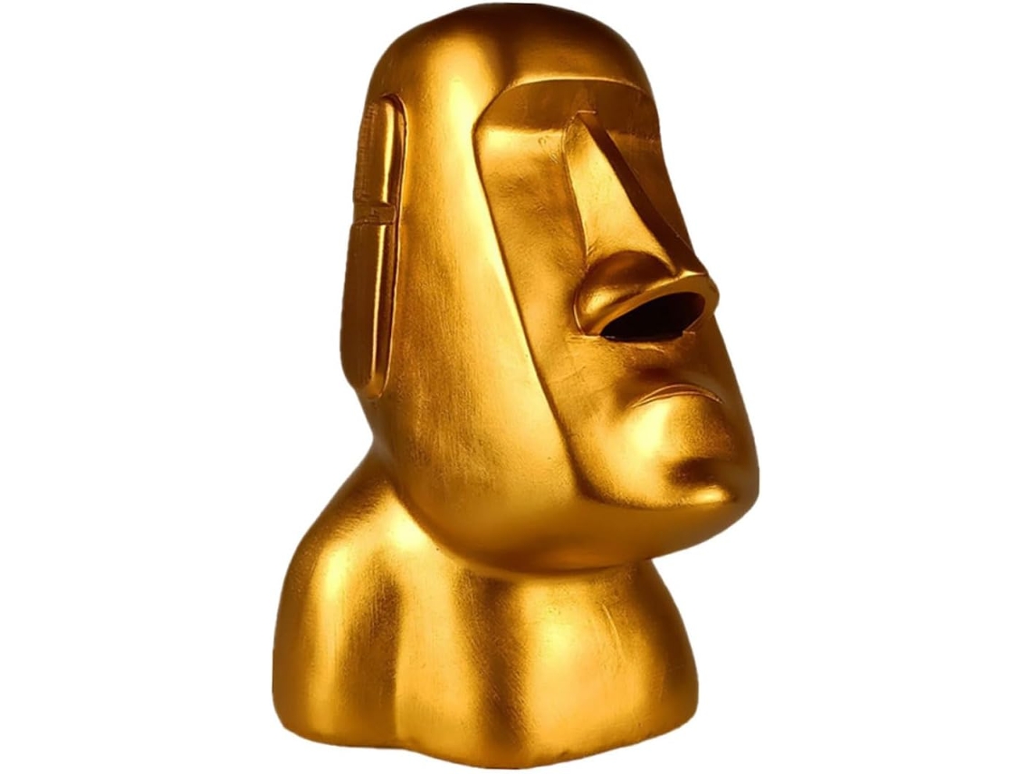Caja De Pañuelos Dorada Con Estatua Artística Decorativa Moai En Resina, Soporte Original Para Servilletas.