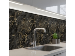 Salpicaderos De Cocina Negro - Mármol - Oro - Nerf 400x60 Cm