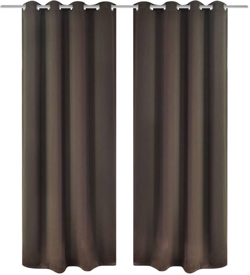 2 Cortinas Marrones Oscuras con Anillas VIDAXL Blackout (135 x 245 cm)