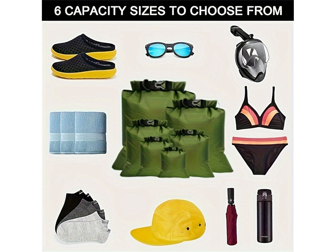 Verdeipree Conjunto De 6 Sacos Impermeáveis ​​para Atividades Ao Ar Livre Como Barcos Caiaques E Praia - Bolsa De Praia Impermeável E Durável