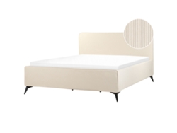 Cama con somier BELIANI Valognes de Pana Beige 192x220x110