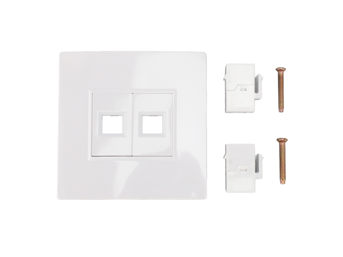 Placa De Pared Ethernet Cat 6 Con 2 Puertos Keystone Hembra-hembra Extraíbles Para Cat5, Cat5e, Cat6 Y Cat6a.