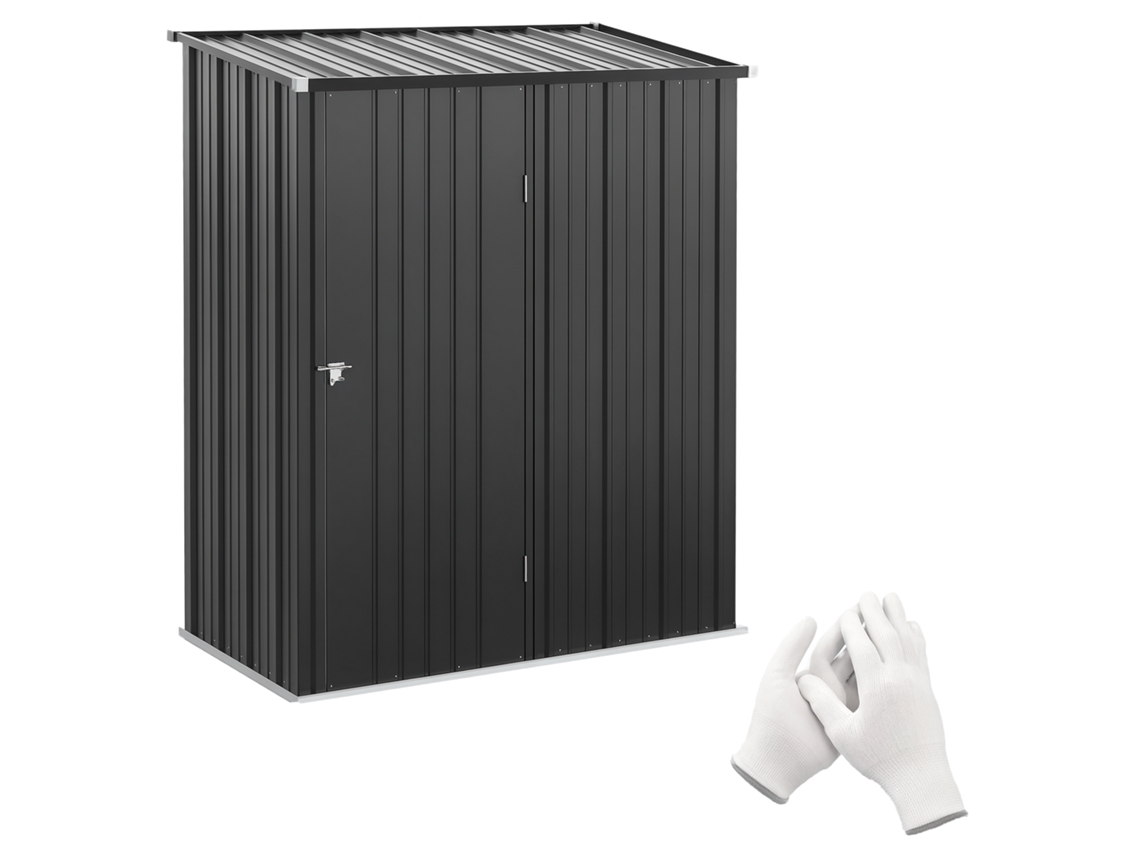 Suporte Ferramentas Galpão Jardim Aço 161,5x94,5x196cm Fechadura Preto