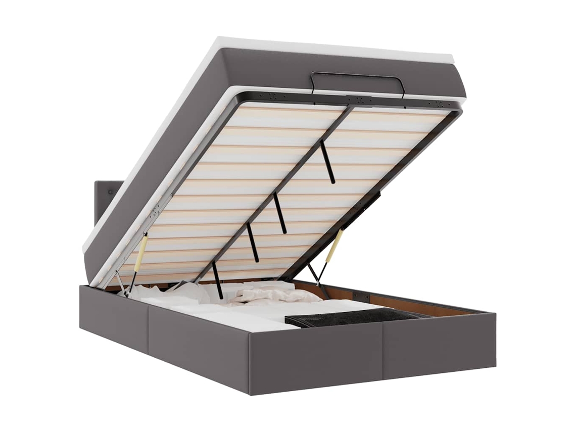 Maison Exclusive - Estructura Cama Otomana Colchón Cuero Sintético Gris 120x200cm