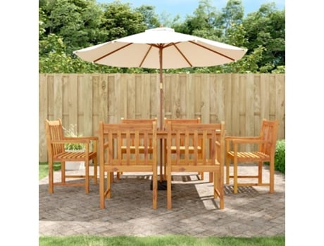 Conjunto 7 de comedor para jardín VIDAXL madera maciza acacia