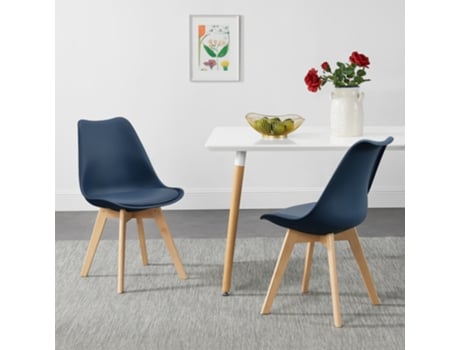 Juego de Sillas de Comedor [EN.CASA] Azul (Cuero sintético, Haya - 81 x 49 x 57 cm)