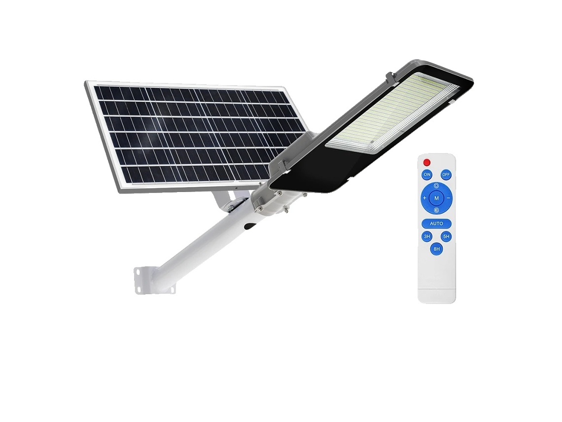 Farola solar de 300 W con control remoto y brillo ajustable, color blanco OEM.