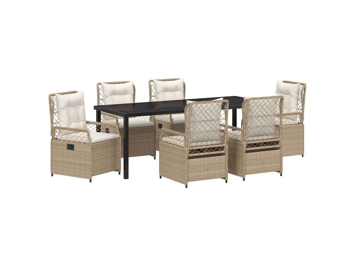 Maison Exclusive - Conjunto De Comedor De Jardín 7 Pcs Beige Y Crema