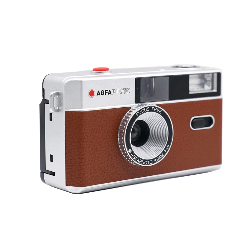 (marrón) Cámara Clásica De Película Compacta Con Flash, Película De 35 Mm, No Desechable.