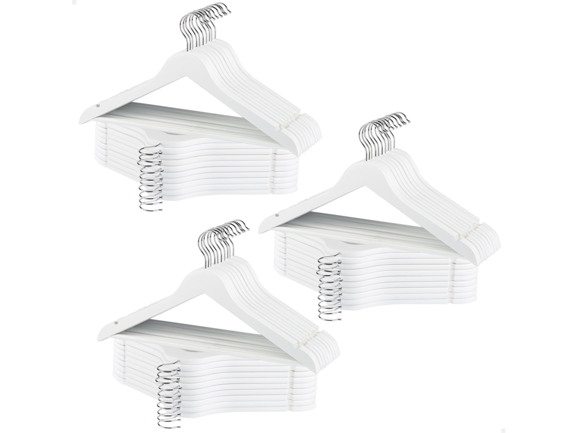 Max Home Pack 60 Perchas De Madera Color Blanco