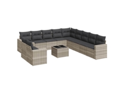 Maison Exclusive - Set De Sofás De Jardín 12 Pzas Y Cojines Ratán Sintético Gris