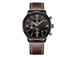 Exquisito Reloj De Cuarzo Para Hombre, Resistente Al Agua, Correa De Pu, Deportivo, Marrón 1