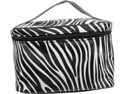 Organizador De Maquillaje Creativo Con Estampado De Cebra En Blanco Y Negro. Neceser De Viaje.