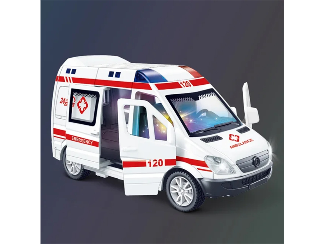 Coche miniatura a escala 1:32 con sonido y efectos de luz Mdug (Ambulancia)