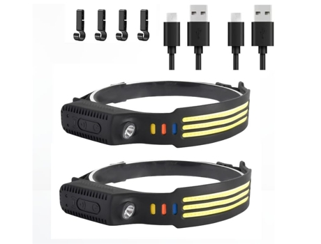 BISBISOUS Linterna Frontal Led de Silicona Recargable Tipo C para Actividades al Aire Libre Negro