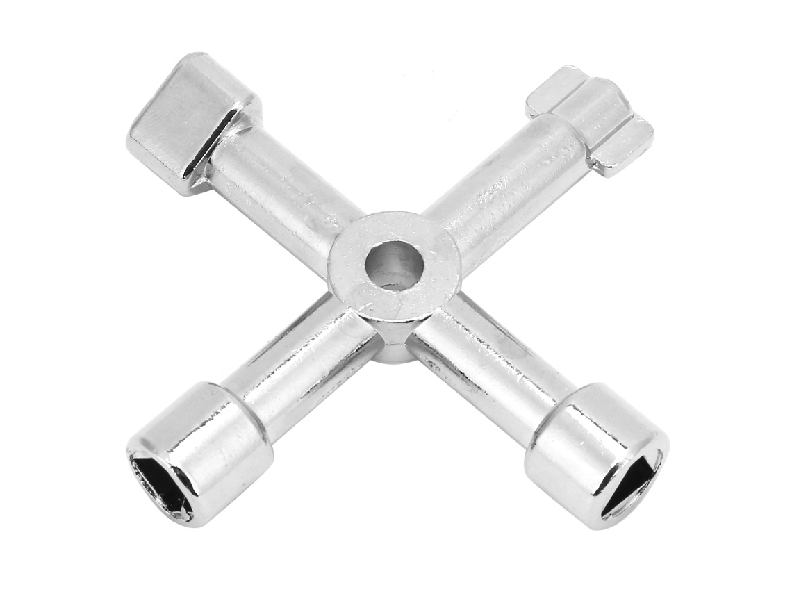 Llave Cuadrada, Circular, Triangular Y En Cruz 4 En 1 De Aleación De Zinc (plateada)